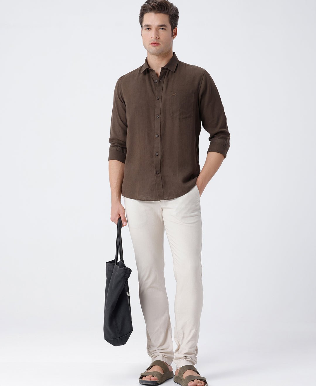 Close-up of brown fabric with texture detail