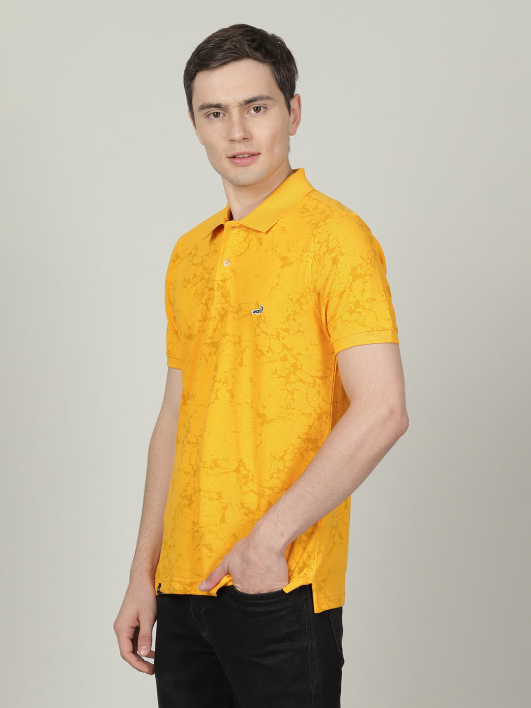 Crocodile Men's Yellow Slim Fit T-shirt