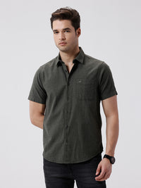 Melange Shirt Solid Olive