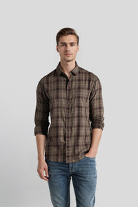 Premium Cotton Casual Shirt In Dark Brown With Superior Comfort