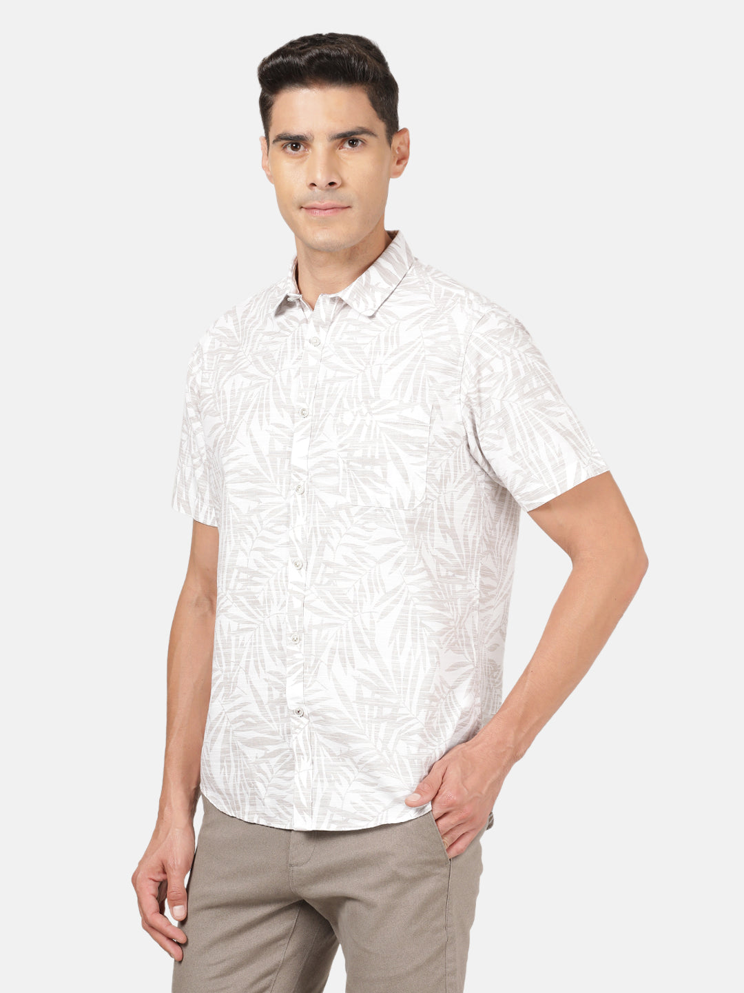 Crocodile Casual Half Sleeve Comfort Fit Printed Brown with Collar Shirt for Men