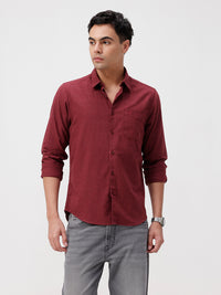 Men's Pure Cotton Melange Solid Brown Shirt Designed For Versatile Casual Wear