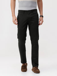Dark Green Solid Slim Fit Trousers