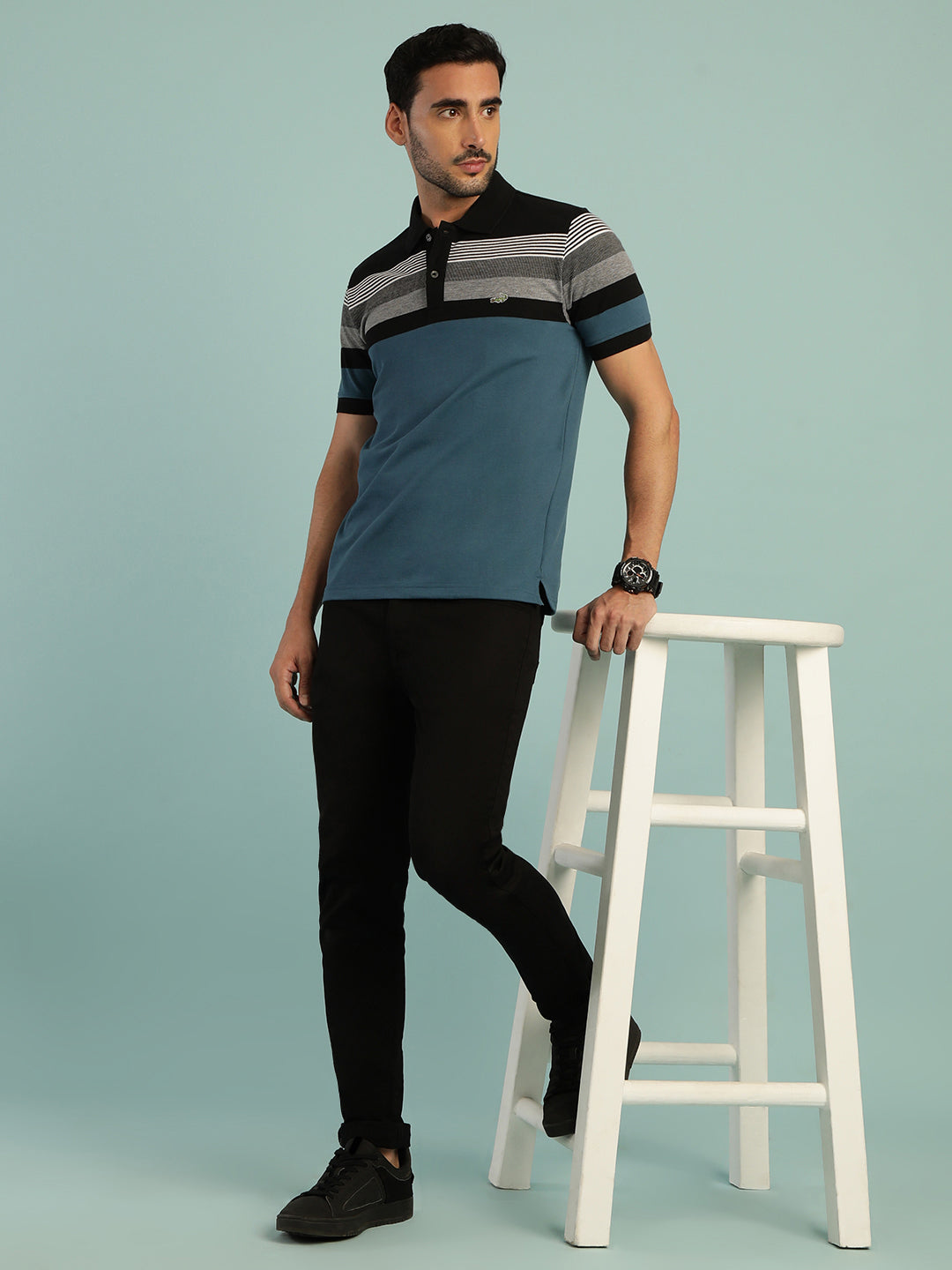 Textured Stripe Henley T-Shirt