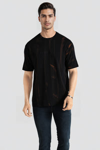 Black Oversized Crocodile Ember Fade Crew T-Shirt