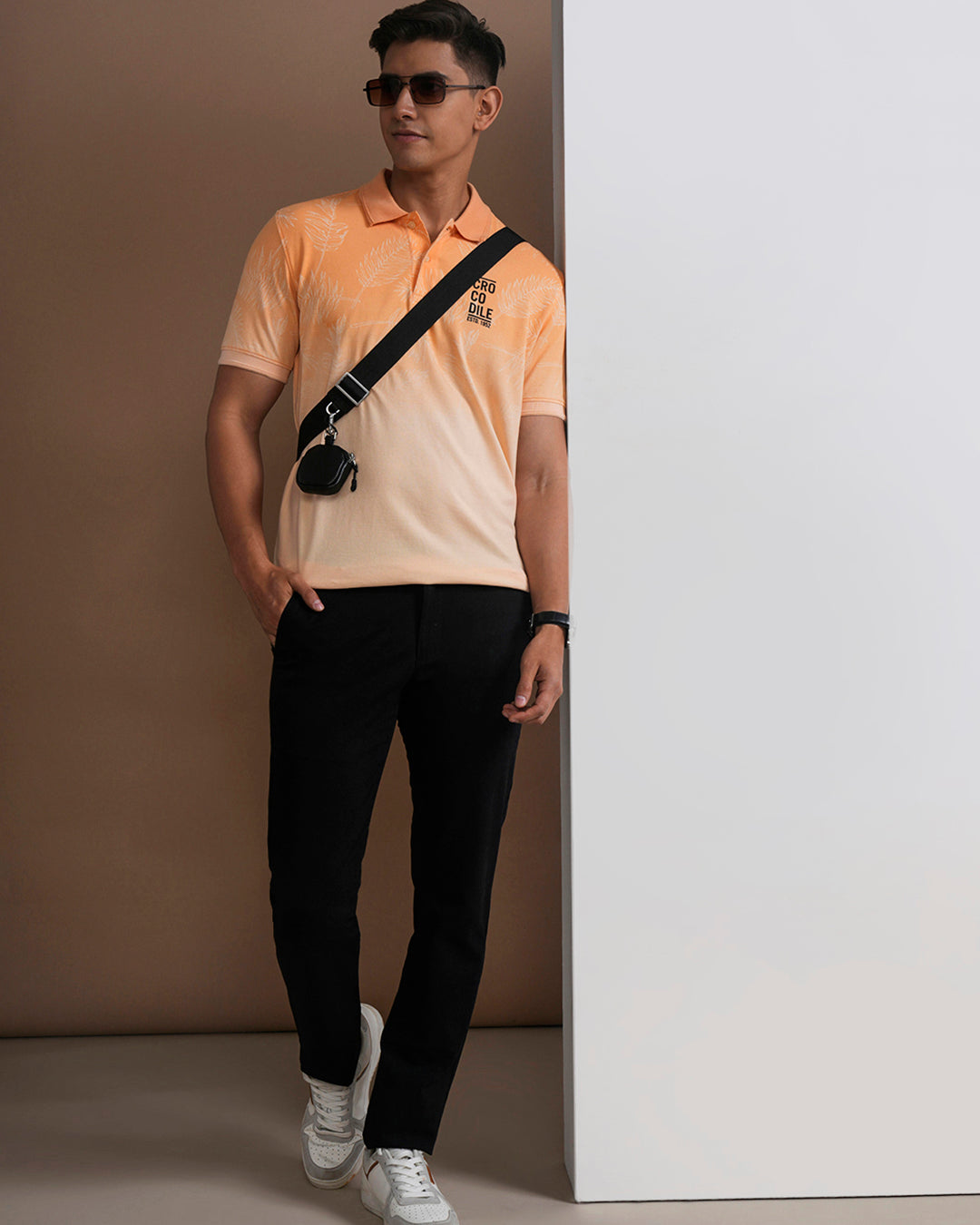 Crocodile Men's Geometric Block Design Grey Shirt