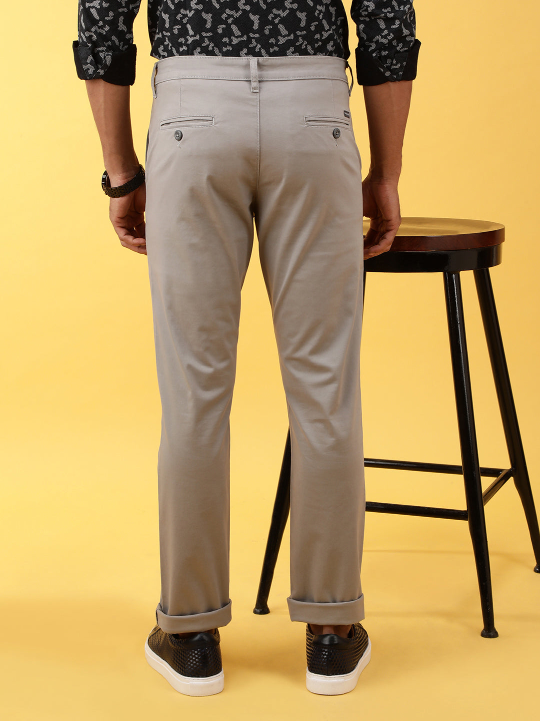 CLASSIC STRETCH GREY CHINO WITH PEACHED FABRIC