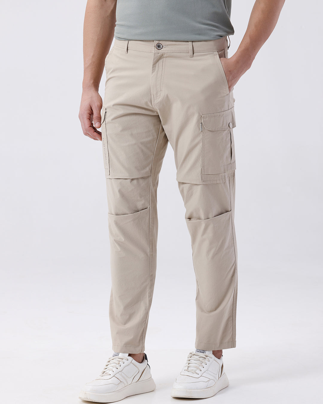 Close-up of beige fabric with texture detail