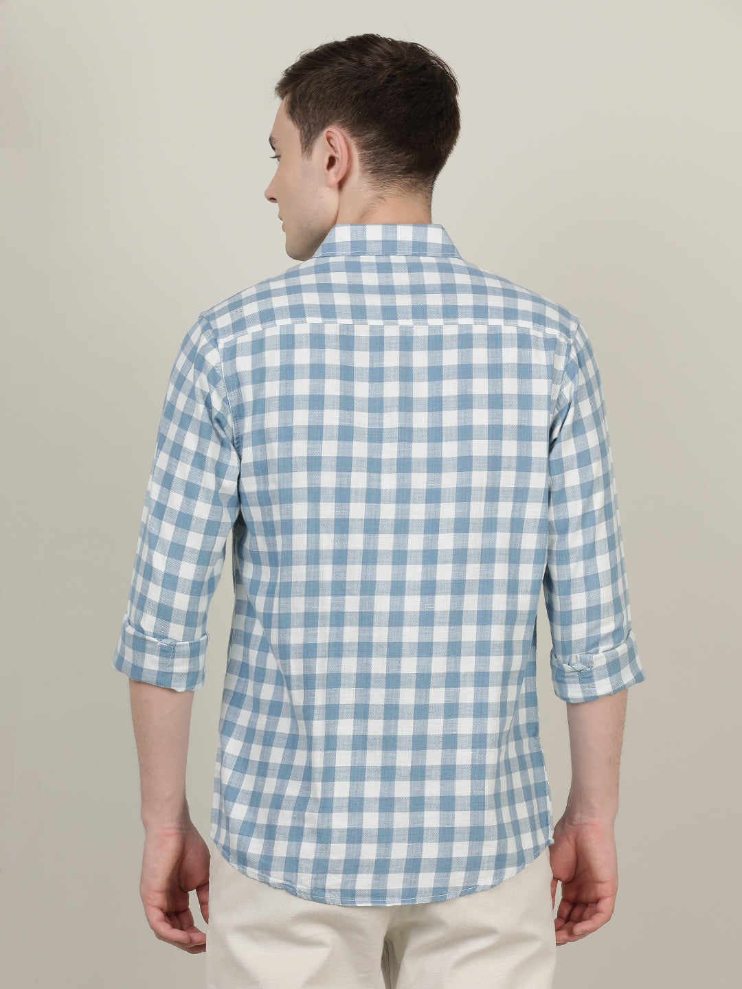 Crocodile Men Checked Blue Casual Shirt