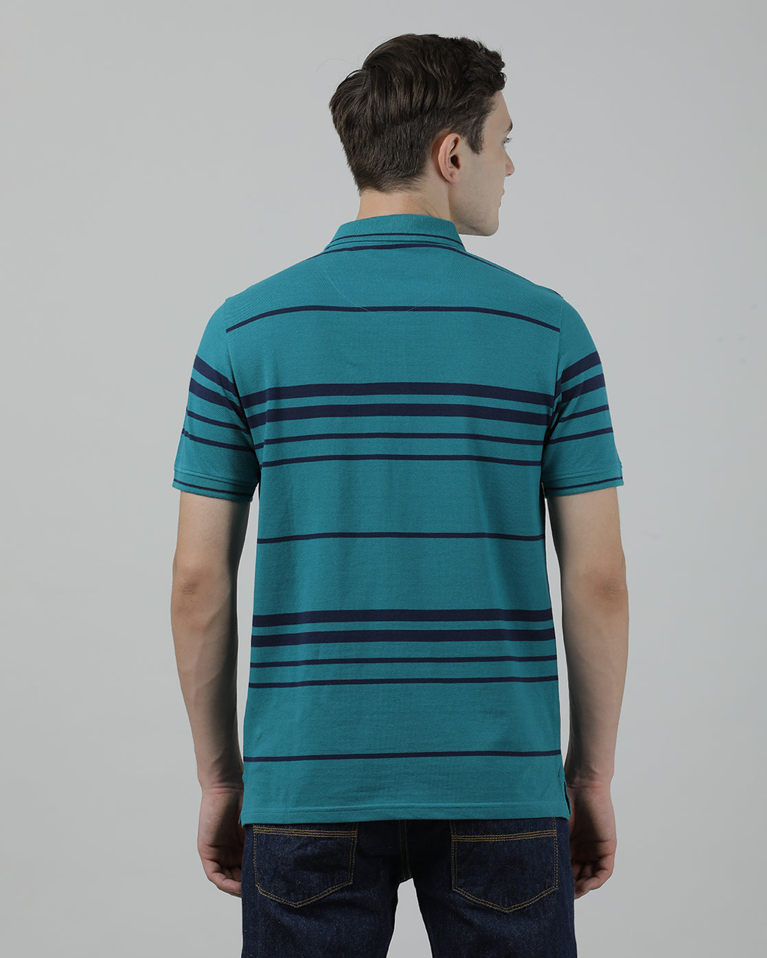 Casual Verdigris T-Shirt Half Sleeve Slim Fit with Collar for Men