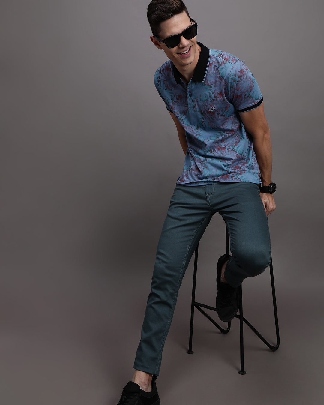 All Over Polo with Tropical Print