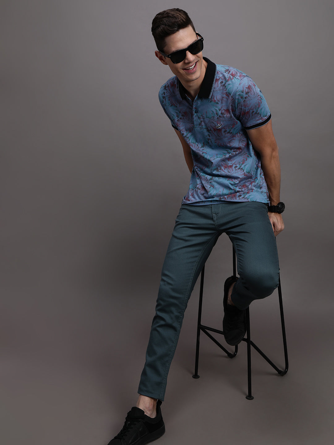 All Over Polo with Tropical Print