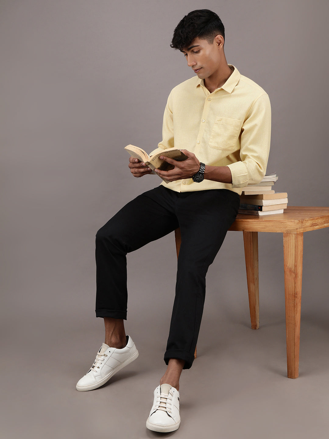 Crocodile Waffle Structured Melange Shirt for Men