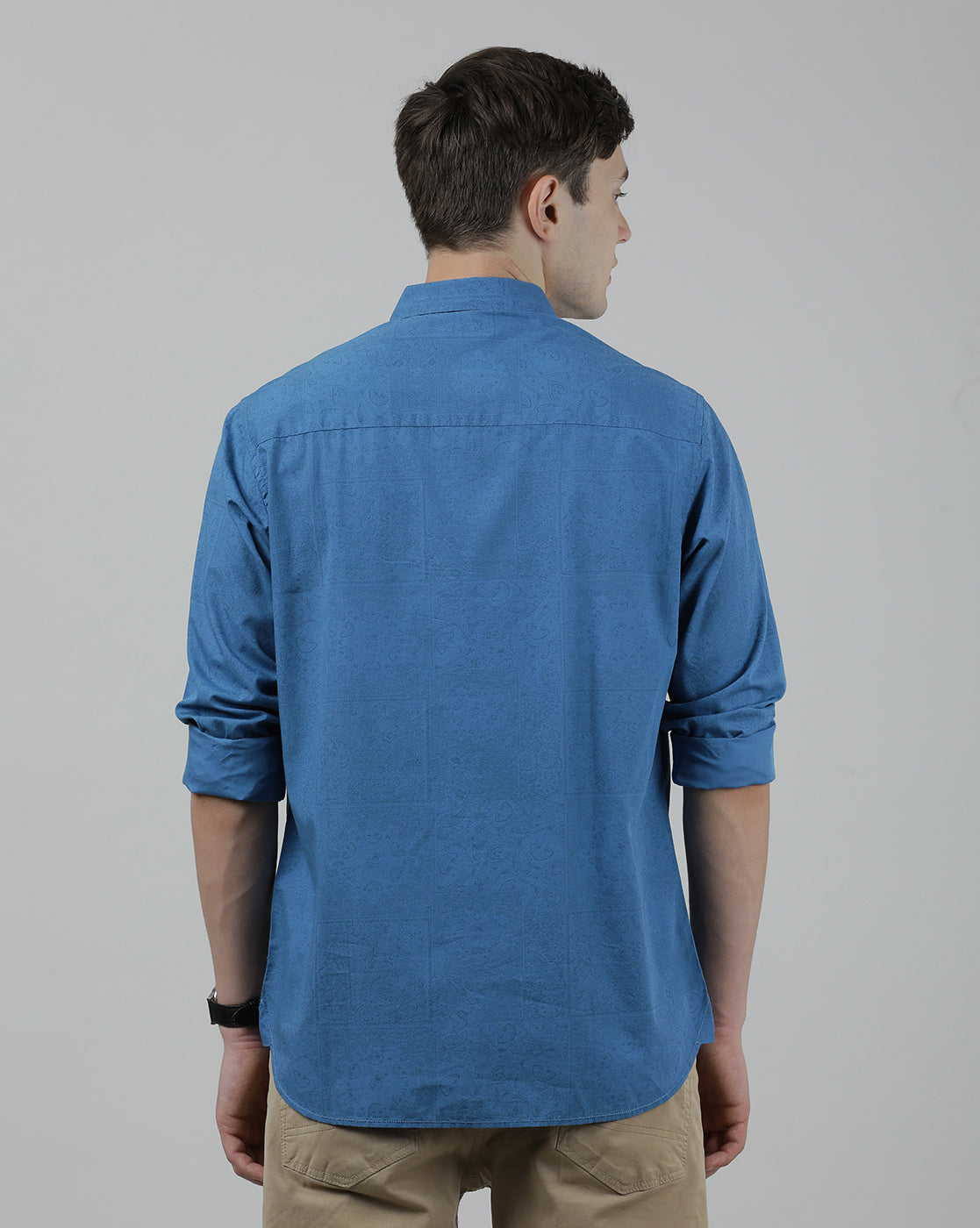 Casual Royal Blue Full Sleeve Comfort Fit Printed Shirt with Collar for Men