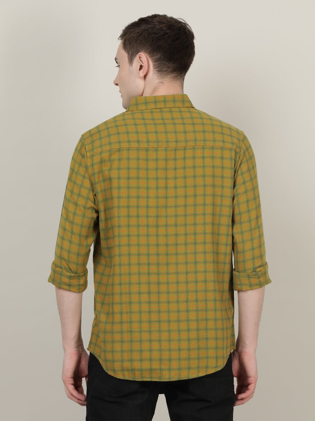 Crocodile Men Green Checked Shirt
