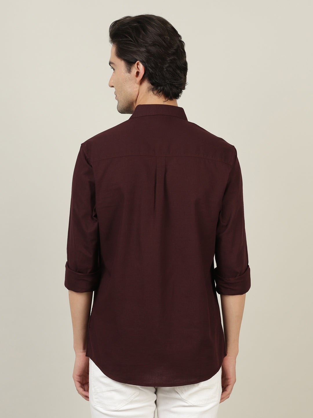 Crocodile Men Solid Maroon Casual Shirt