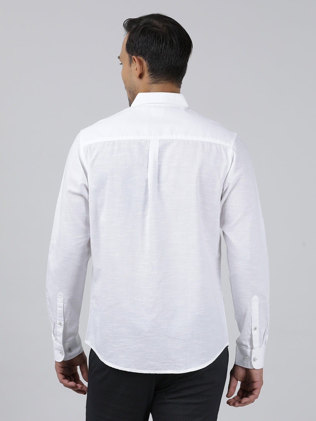 Casual White Full Sleeve Comfort Fit Solid Shirt with Collar for Men