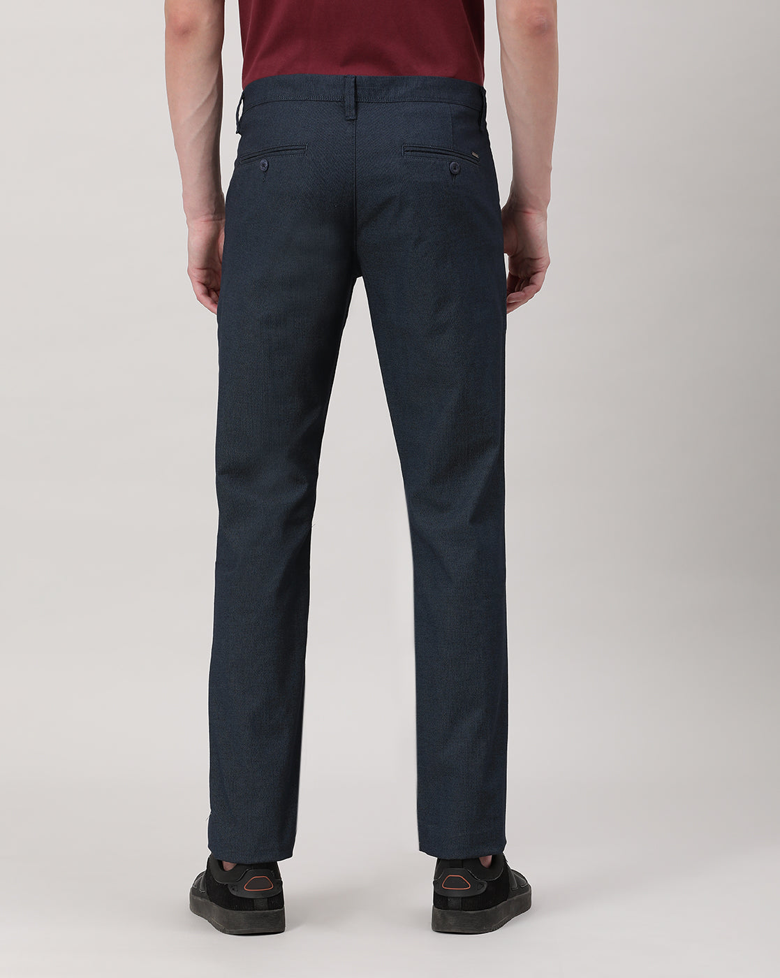 Casual Trousers Slim Fit Solid Navy for Men