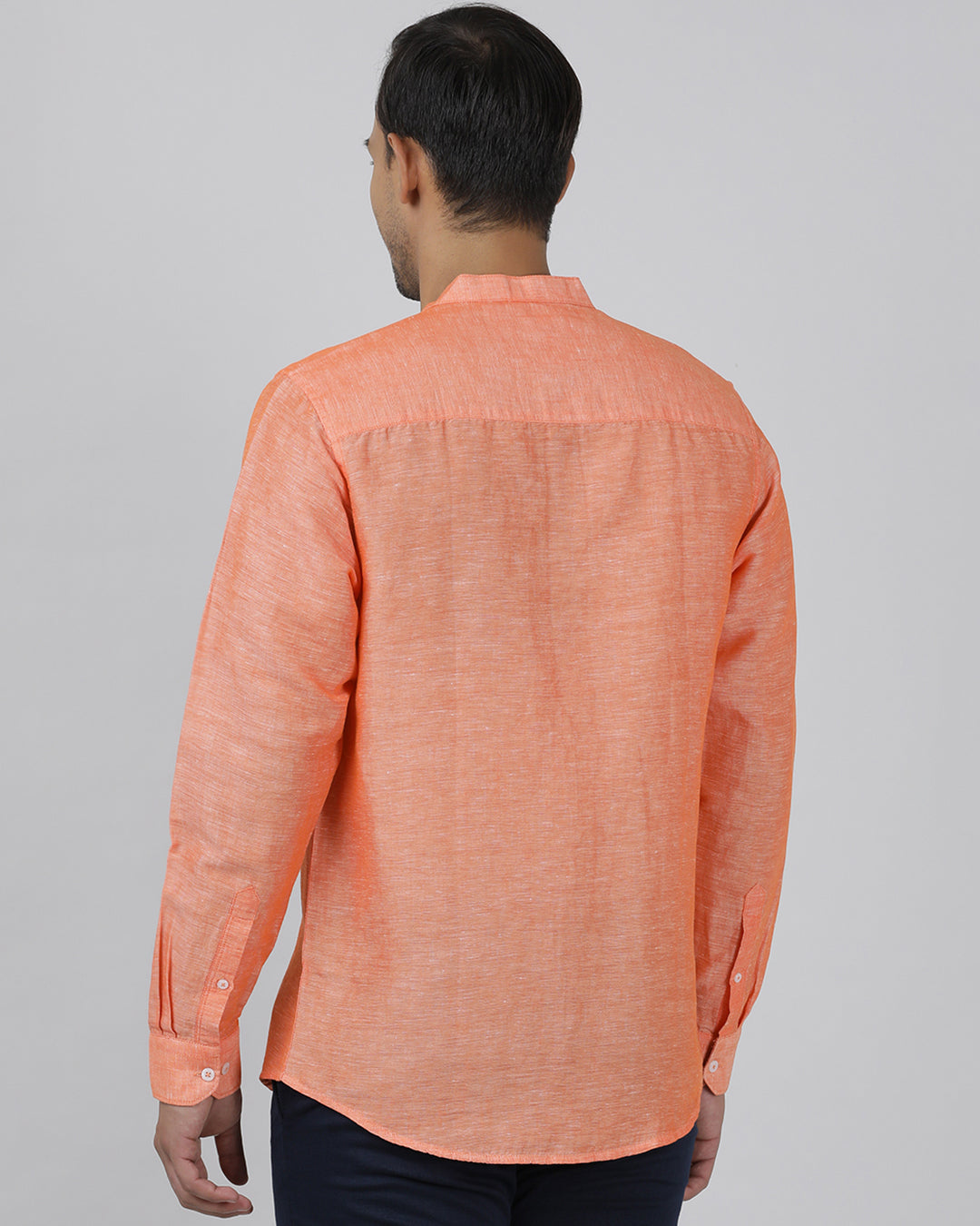 Casual Orange Full Sleeve Regular Fit Solid Shirt with Collar for Men