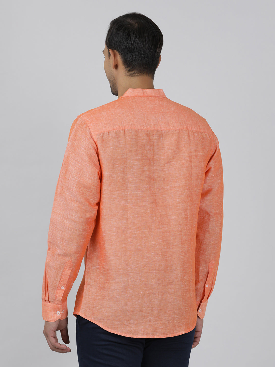 Casual Orange Full Sleeve Regular Fit Solid Shirt with Collar for Men