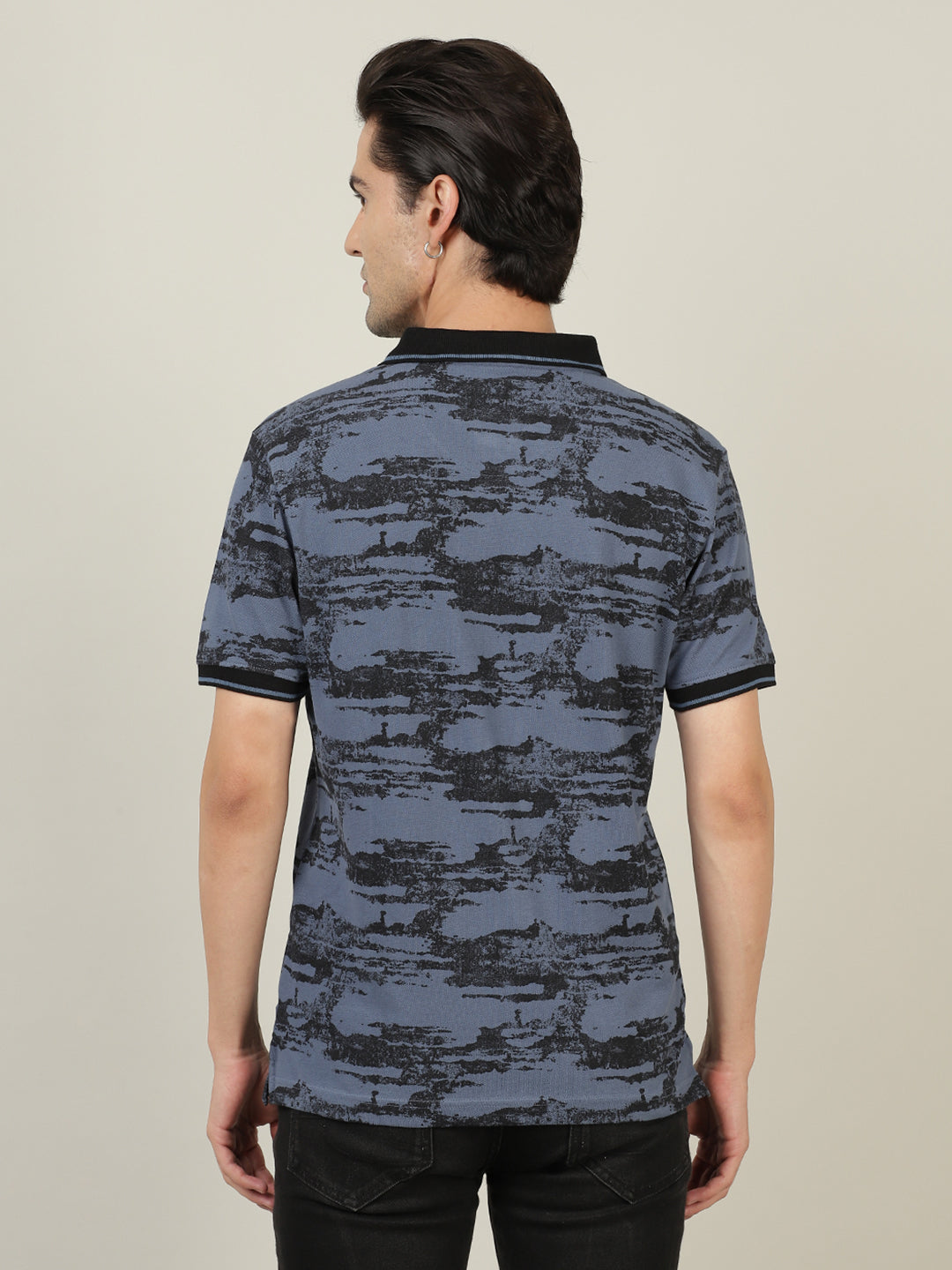 Crocodile Men Navy Printed Slim Fit T-Shirt