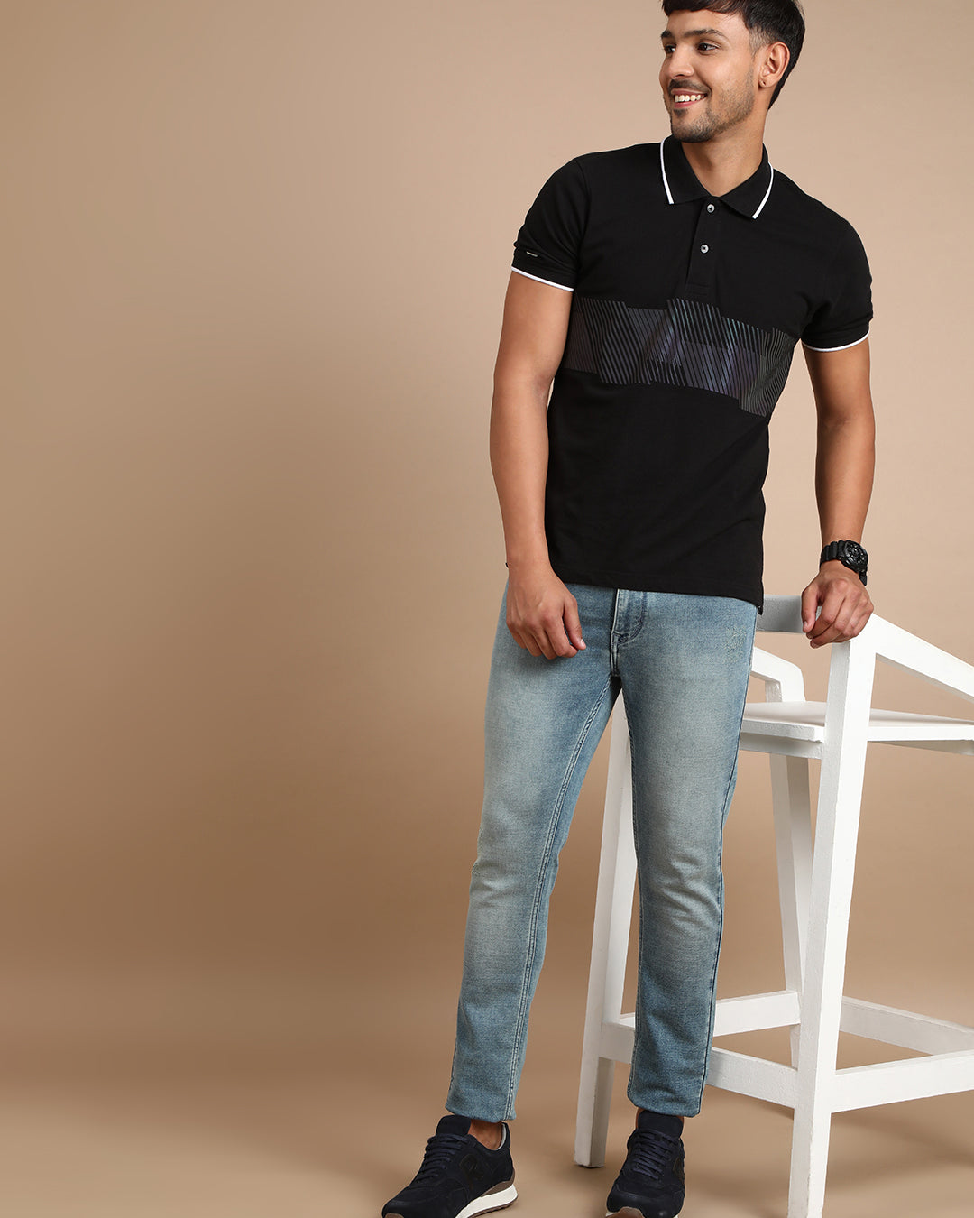 Enginereed Holographic Printed Polo T-Shirt