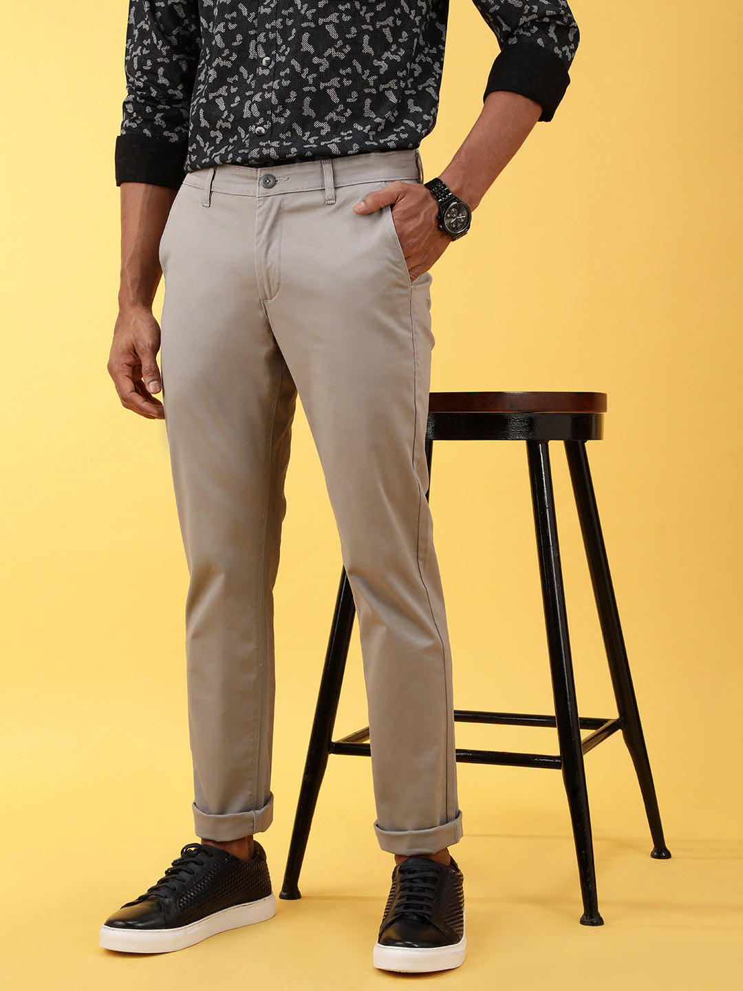 CLASSIC STRETCH GREY CHINO WITH PEACHED FABRIC