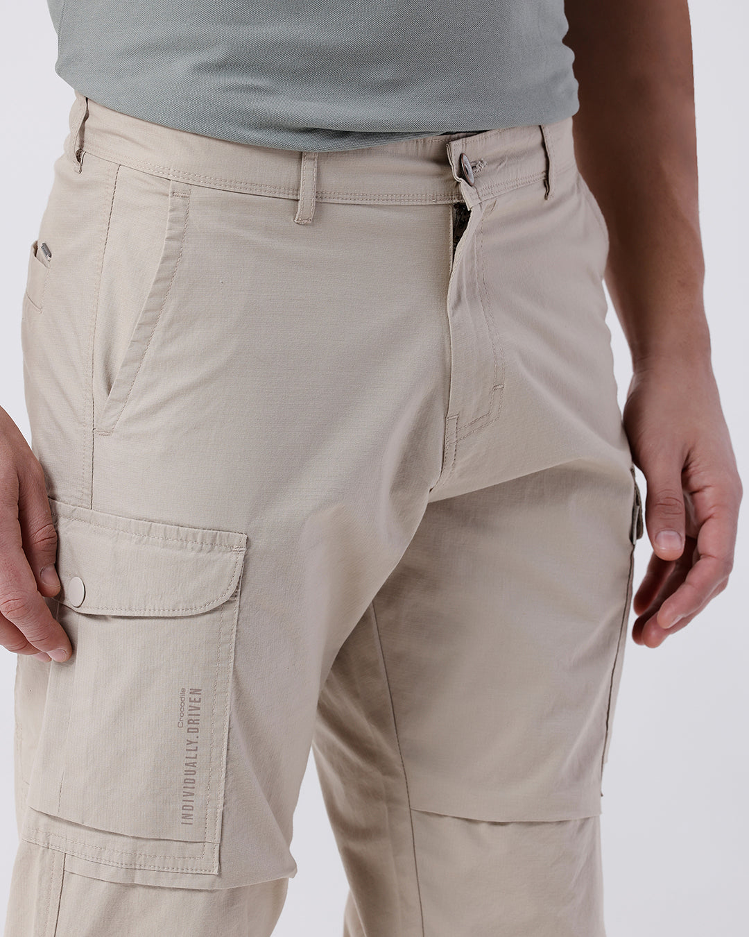 Close-up of beige fabric with texture detail