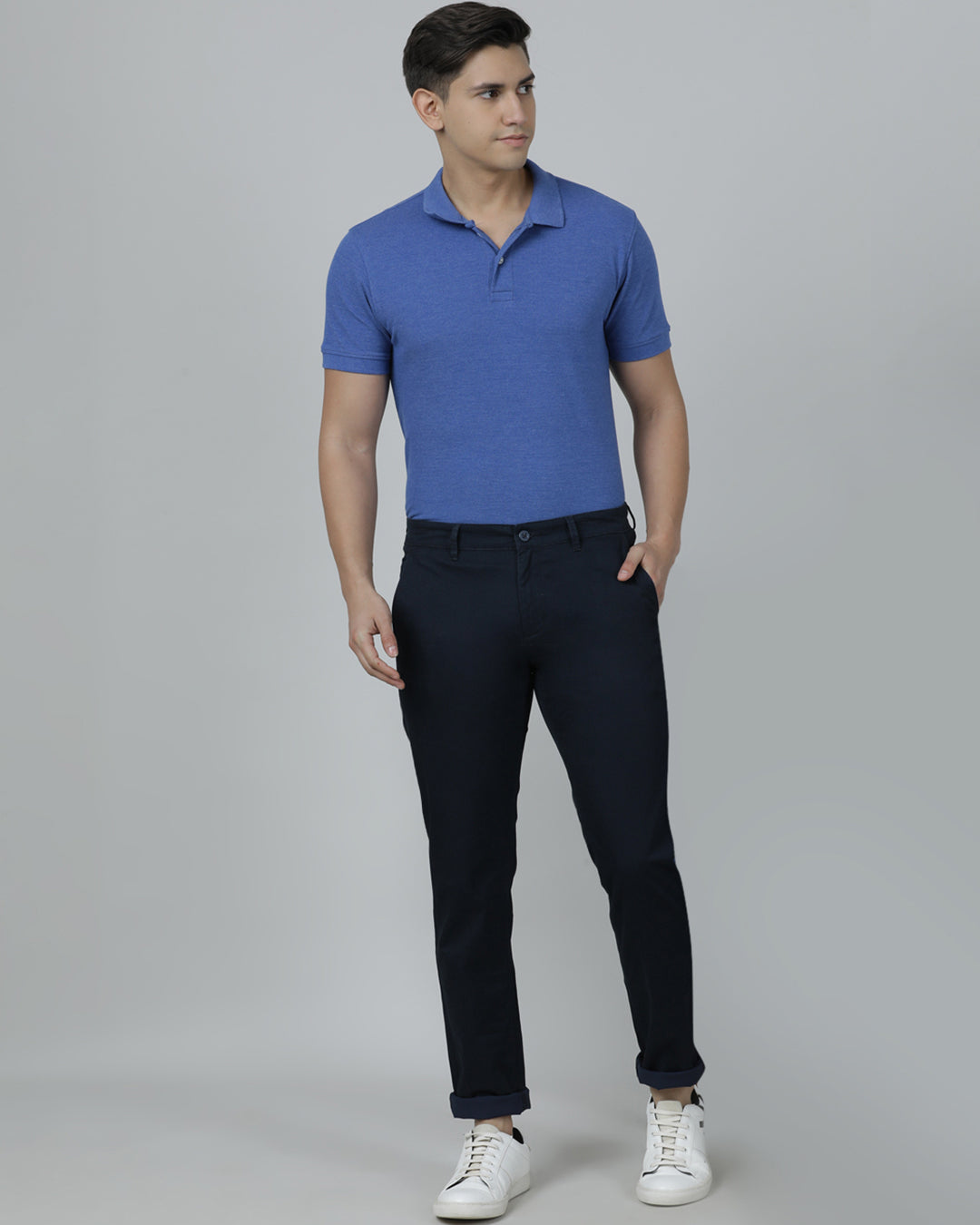 Crocodile Trim Fit Navy Trouser for Men