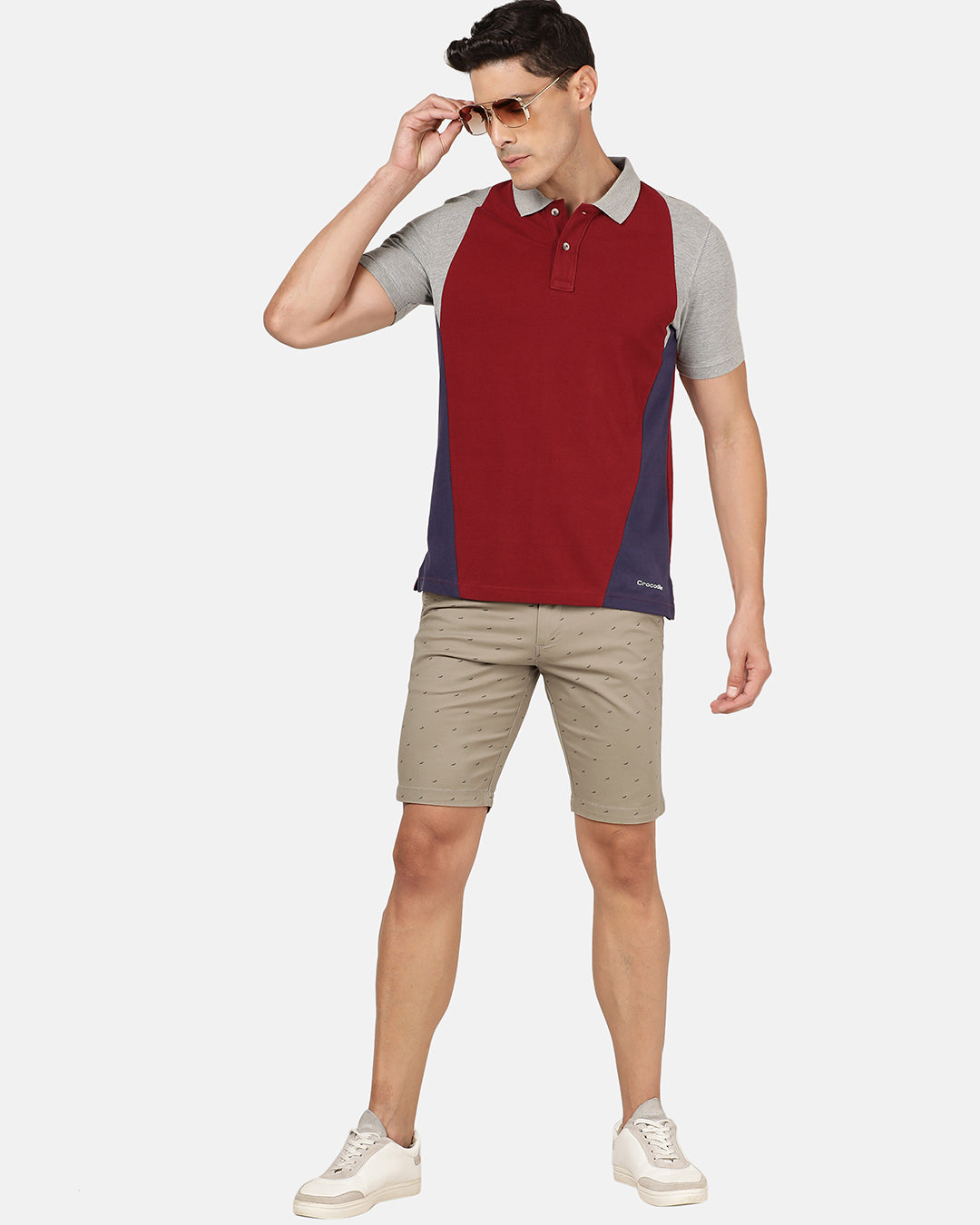 Men Maroon antique ruby Polo Collar Applique Slim Fit T-shirt