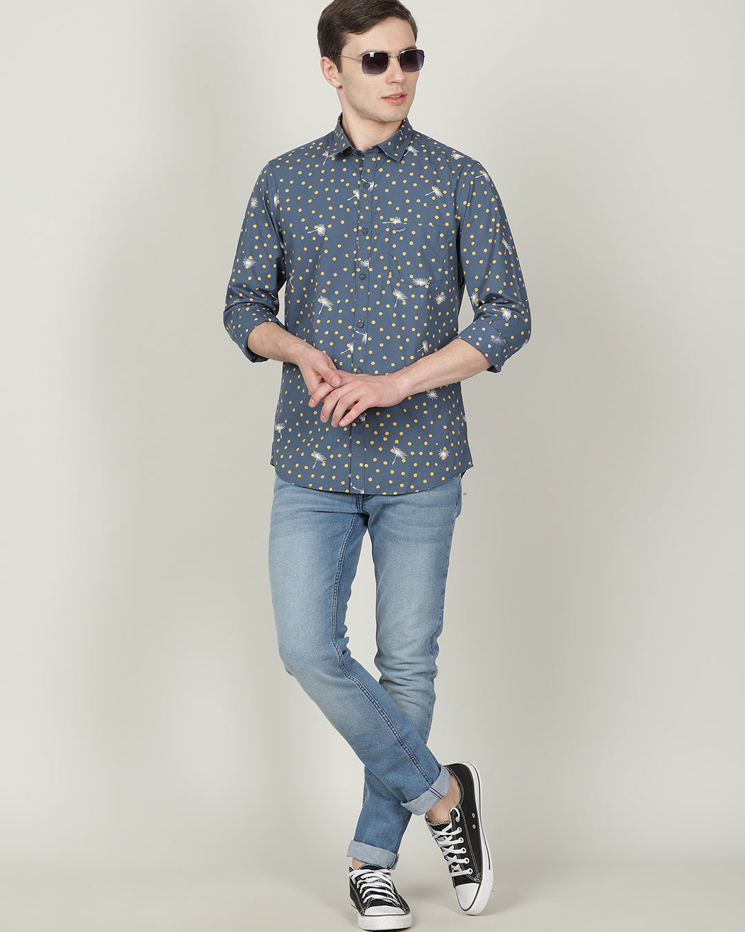 Crocodile Teal Slim Fit Shirt