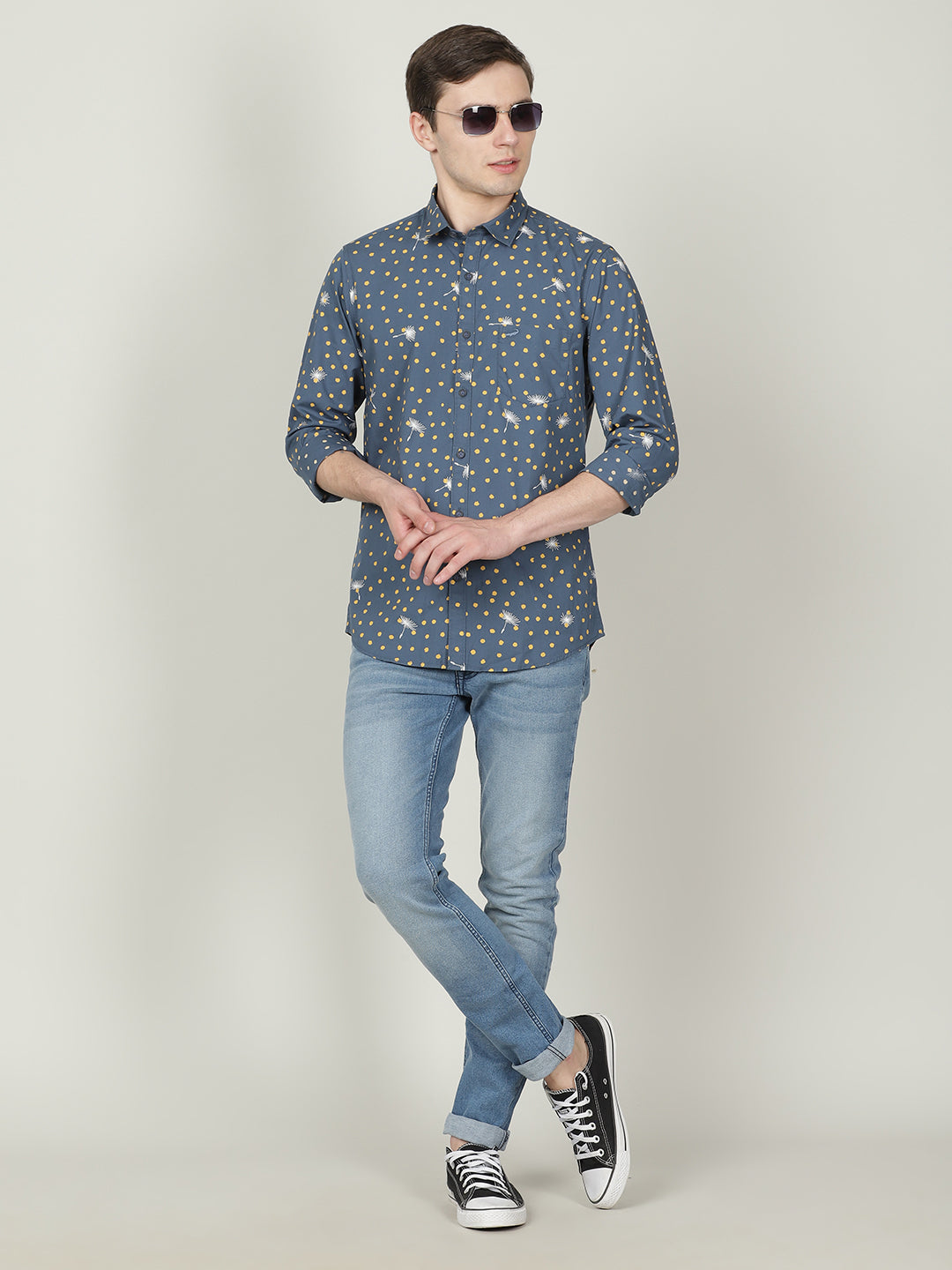 Crocodile Teal Slim Fit Shirt