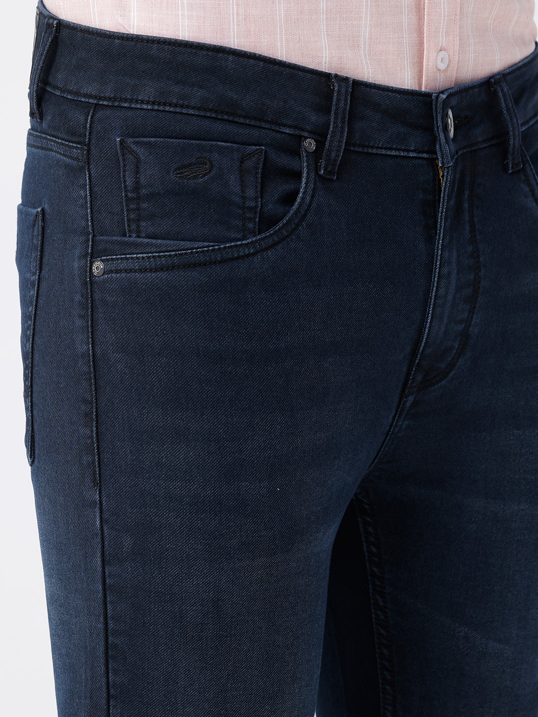 Close-up of blue fabric with texture detail