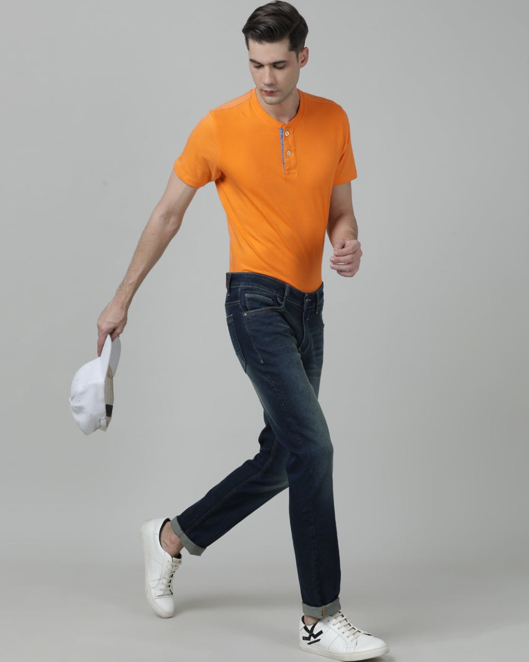 Casual Slim Solid Medium Blue Denim Jean