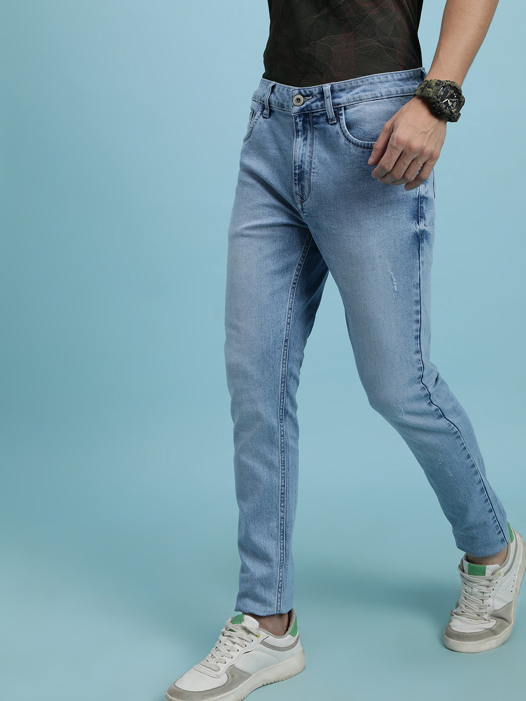 CLOUD WASHED JEANS IN ICE BLUE COLOUR