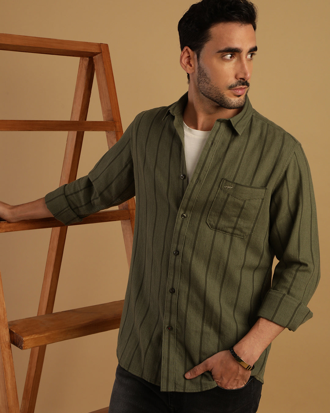 Crocodile Structured Stripe Shirt