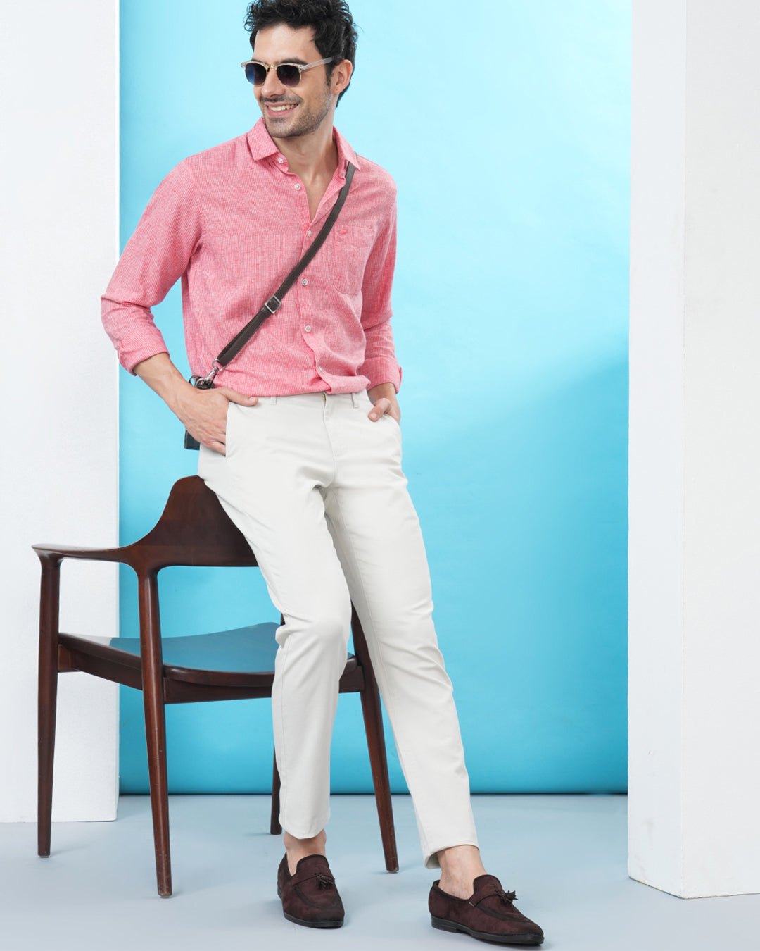 Crocodile Men's Orange Navy Half Sleeve Striper Slim Fit T-Shirt