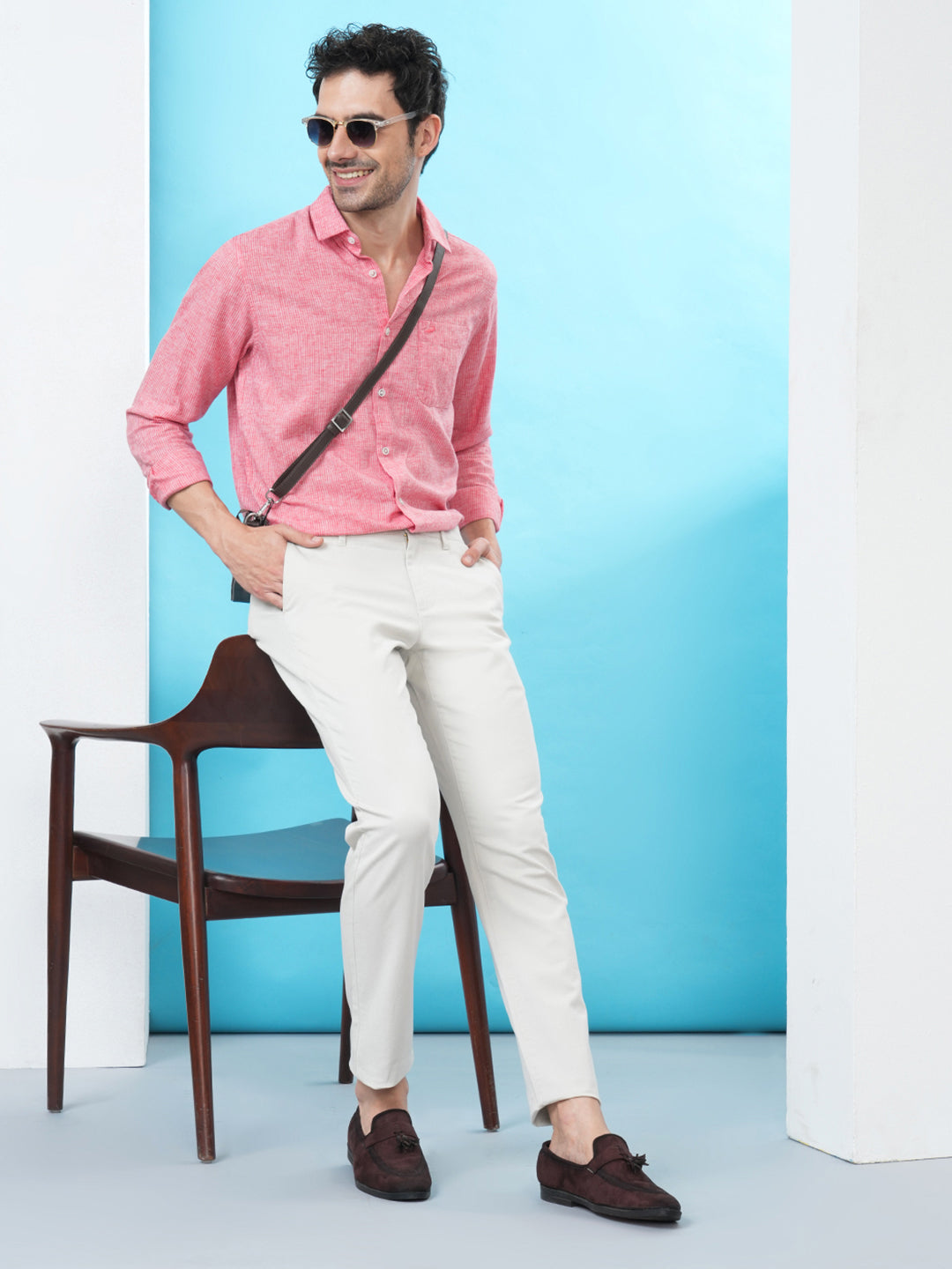 Crocodile Men's Orange Navy Half Sleeve Striper Slim Fit T-Shirt