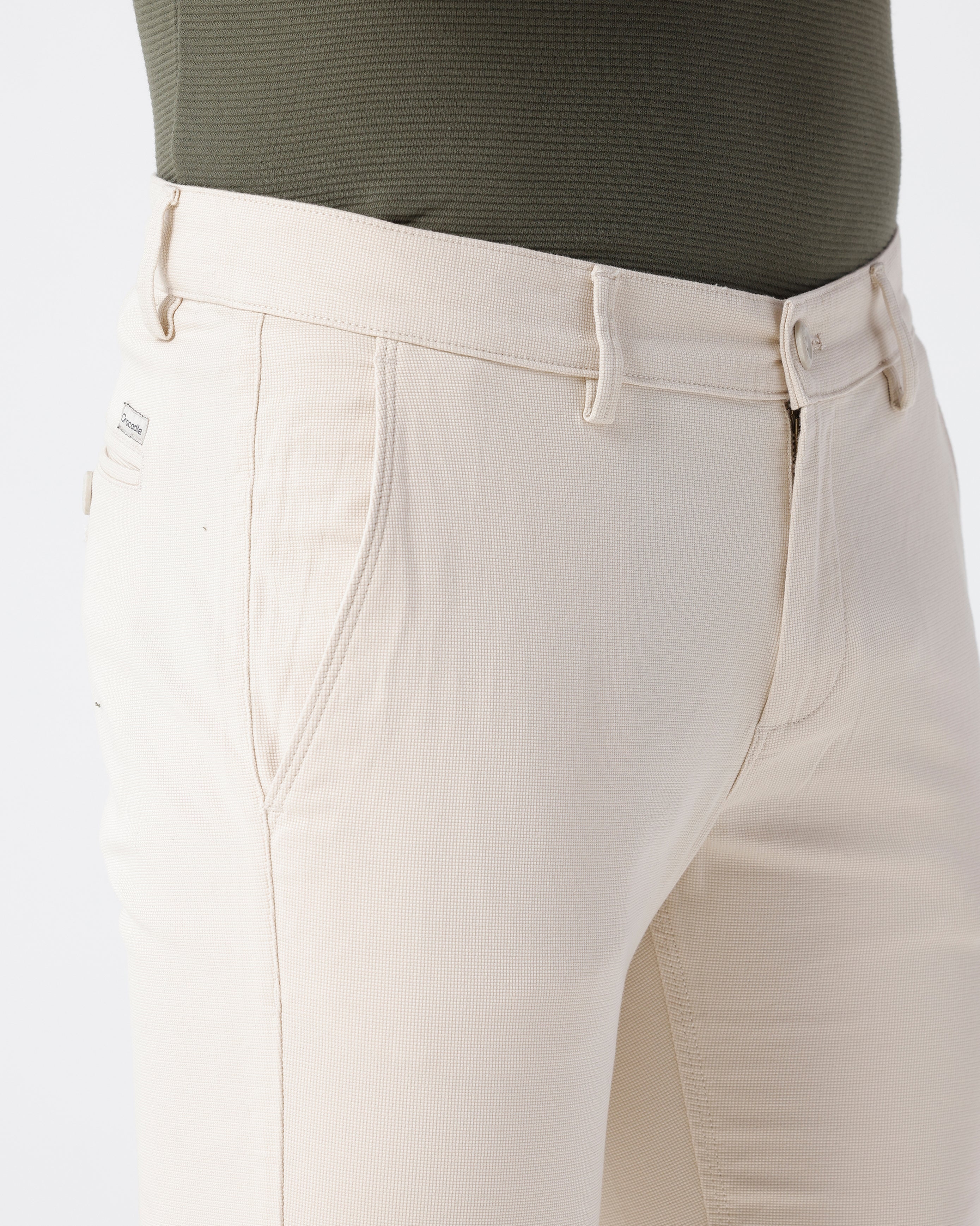 Close-up of beige fabric with texture detail