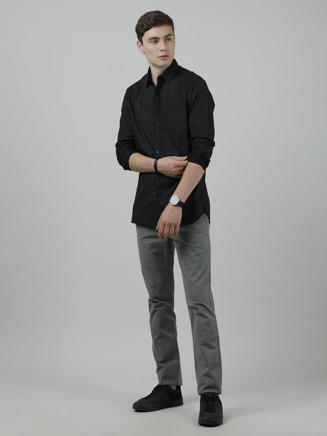 Casual Black Full Sleeve Comfort Fit Solid Shirt with Collar for Men