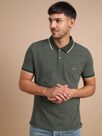 Printed Kombu Green Casual Polo T-Shirt
