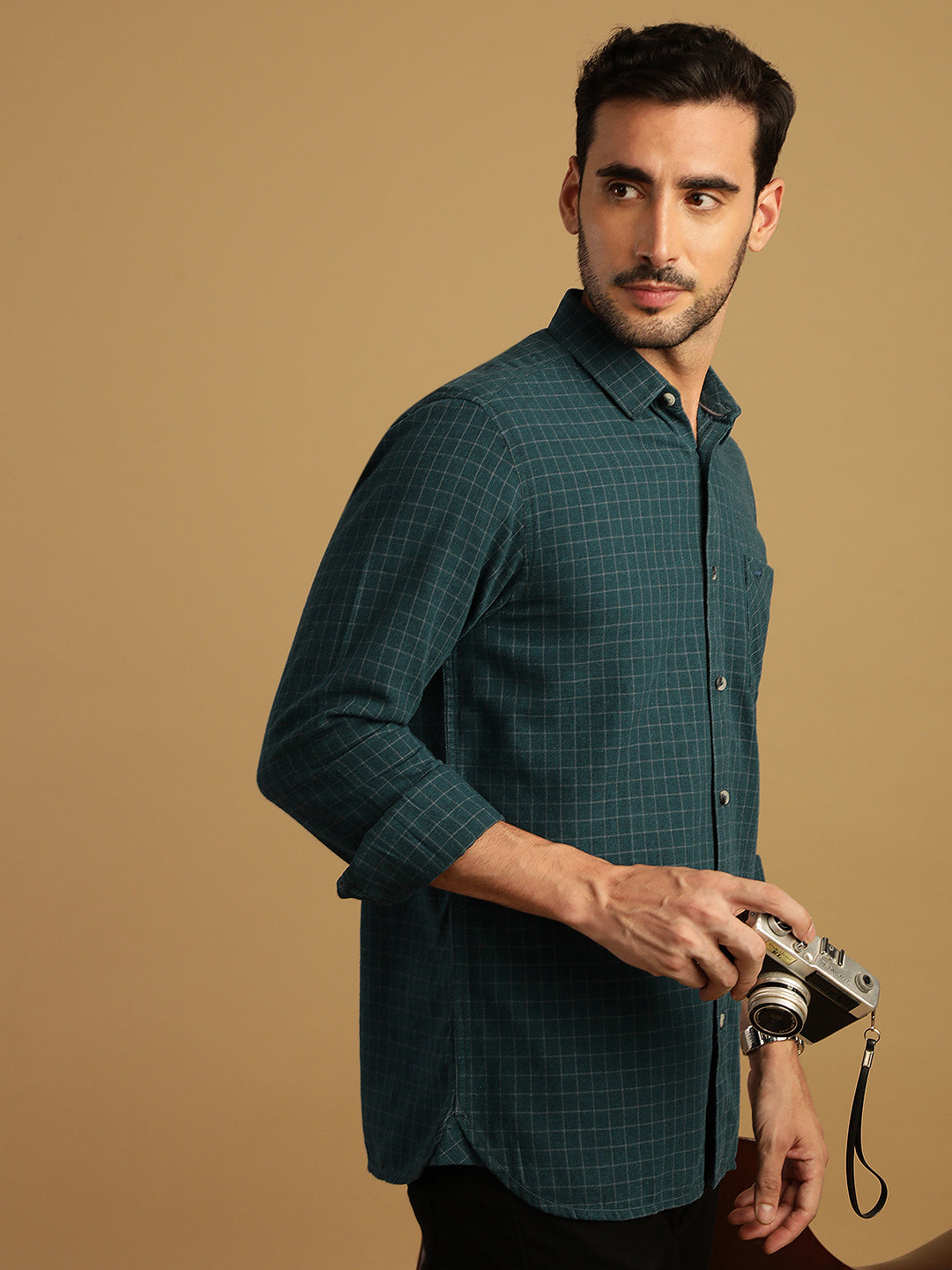 Crocodile Melange Window Checks Shirt