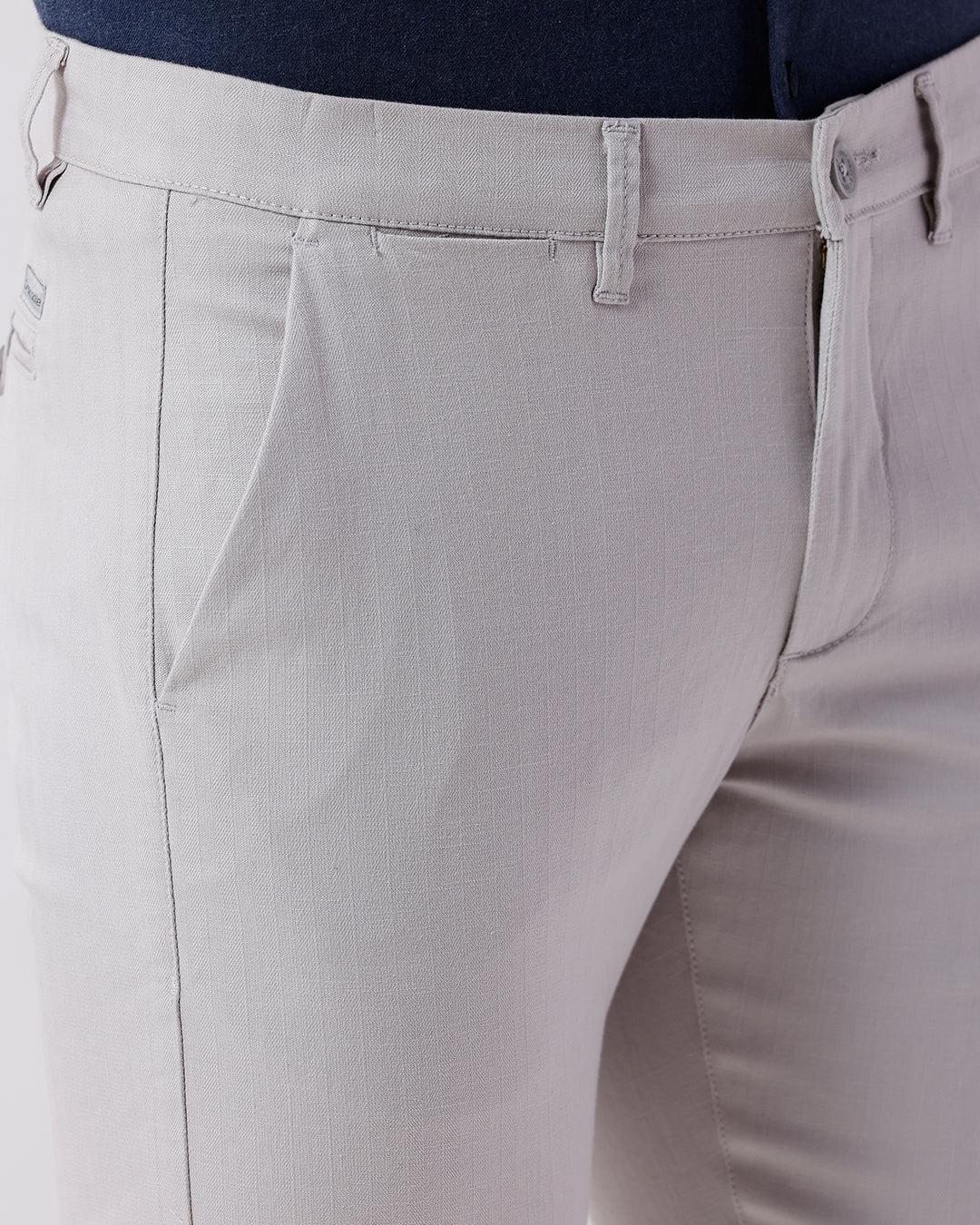 Close-up of grey fabric with texture detail