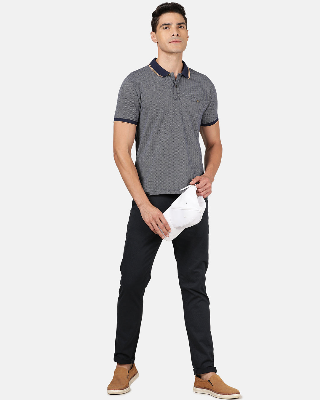 Elevate Your Style with a Casual Slim Fit Solid Polo Neck Tshirt