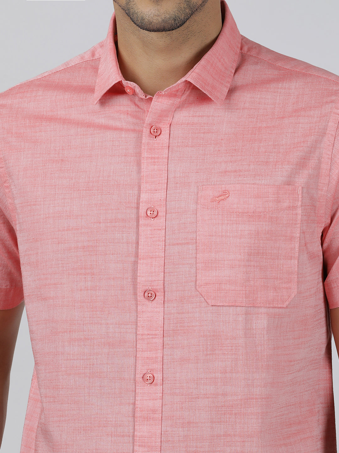 Casual Pink Half Sleeve Regular Fit Solid Shirt with Collar for Men