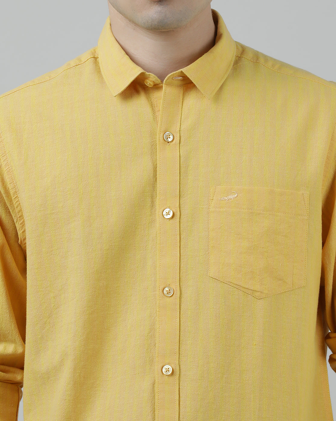 Casual Full Sleeve Comfort Fit Stripe Shirt Yellow for Men