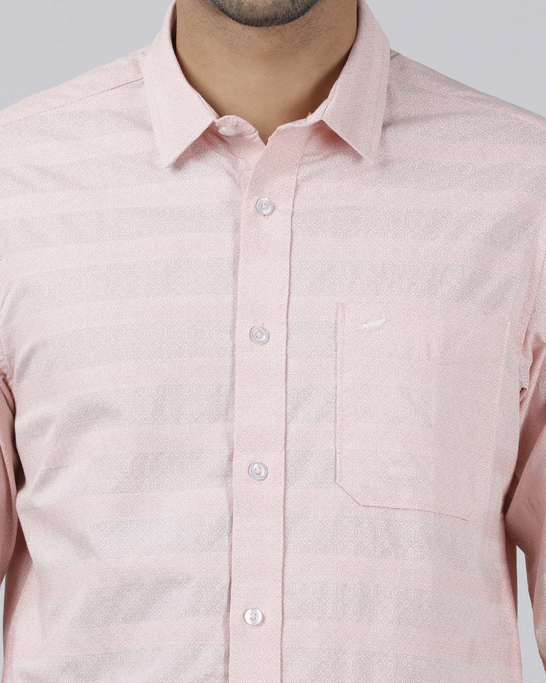 Casual Pink Full Sleeve Regular Fit Print Shirt with Collar for Men