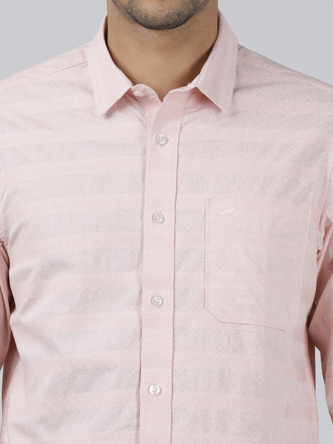 Casual Pink Full Sleeve Regular Fit Print Shirt with Collar for Men