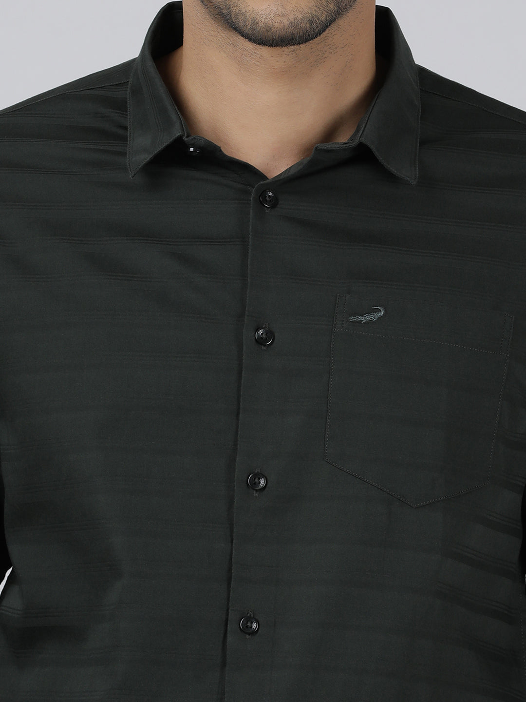 Casual Green Full Sleeve Regular Fit Solid Shirt with Collar for Men