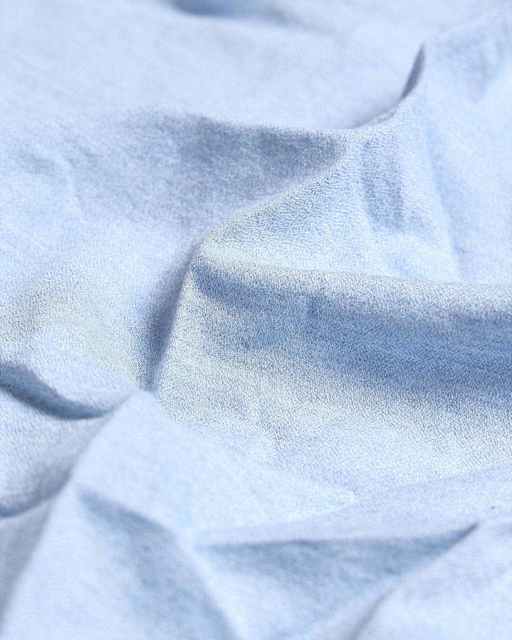 Close-up of light blue fabric with folds